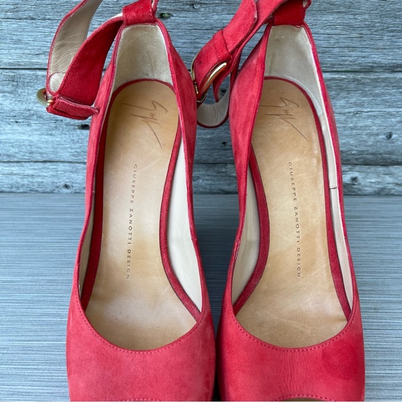 Giuseppe Zanotti Red Suede Wedge Pumps - Picture 7 of 11